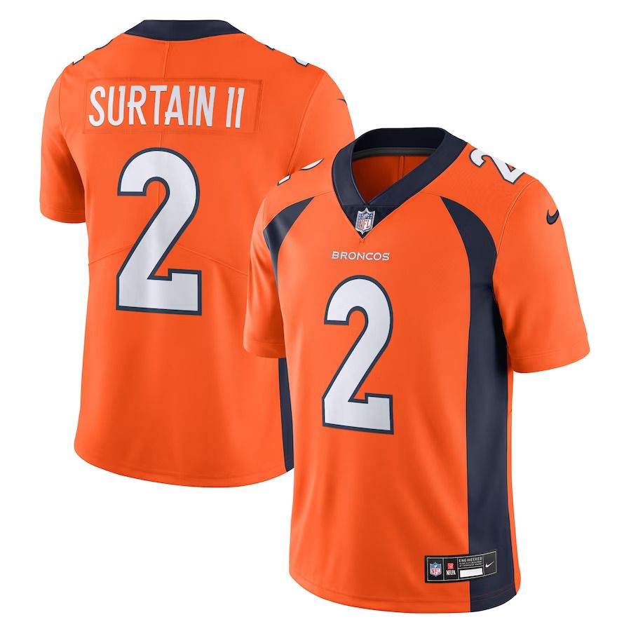 Men Denver Broncos #2 Patrick Surtain II Nike Orange Vapor Untouchable Limited NFL Jersey